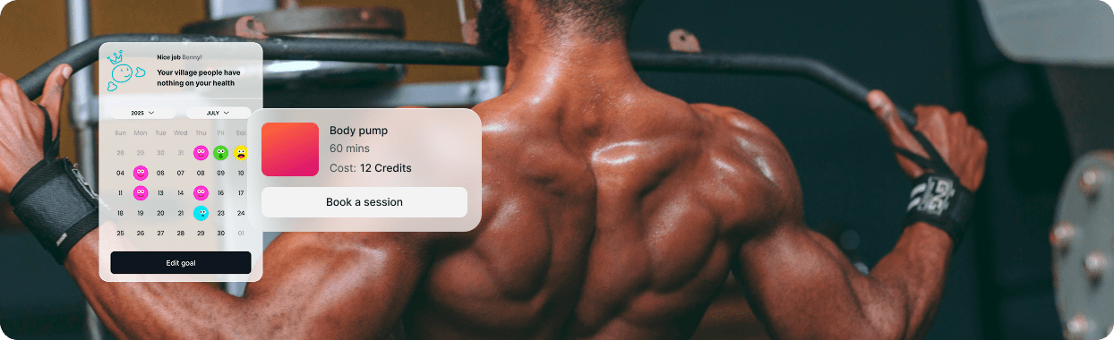 Bardge app showing workout booking calendar